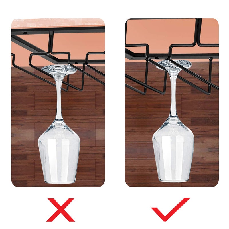 MOCOUM Wine Glasses Rack Under Cabinet Stemware Rack,Wine Glass Hanger Rack Wire Wine Glass Holder Storage Hanger for Cabinet Kitchen Bar (4 Rows) - Image 5